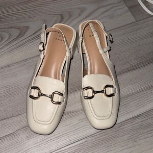Elegant Cream Loafers with Gold Accents